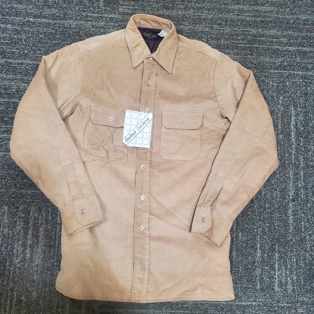 VTG Country Touch Sportswear Quilted Lined Corduroy Jacket Tan Small 14-14 1/2